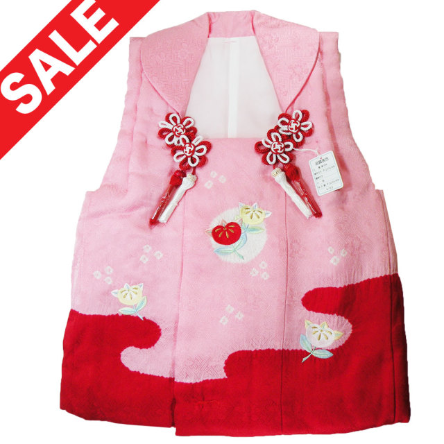 七五三 □正絹 高級被布 花橘刺繍 （桃色） 桶しぼり染□ 【送料無料