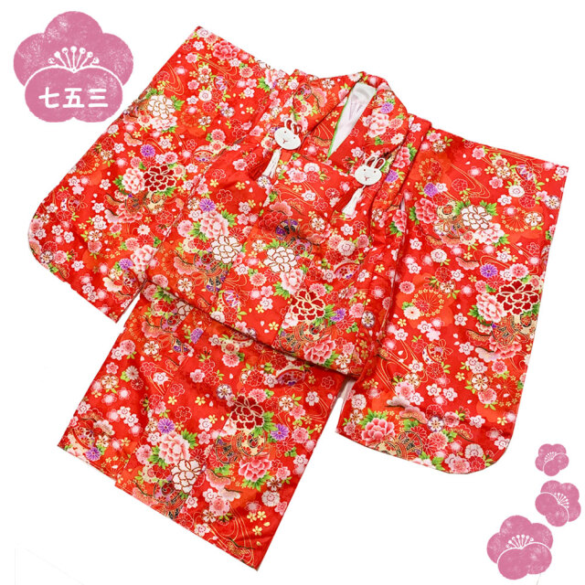 七五三・被布セット 女の子 三歳用着物 豪華なフルセット 送料無料