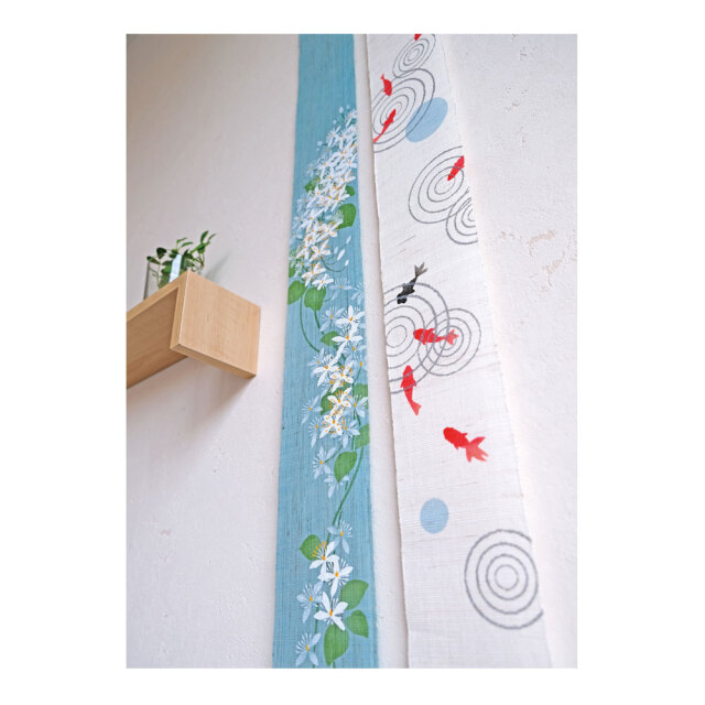 細タペストリー　みなも　京都 洛柿庵　らくしあん　麻100%　和モダン　インテリア