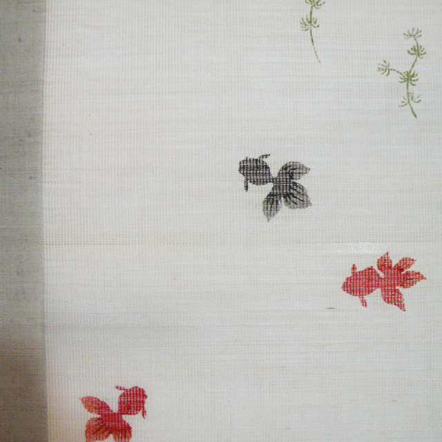 洛柿庵 本格のれん すかし金魚 本麻 手描き ろうけつ染め 夏