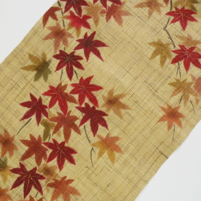 洛柿庵　タペストリー　もみじ　本麻　手描き　　