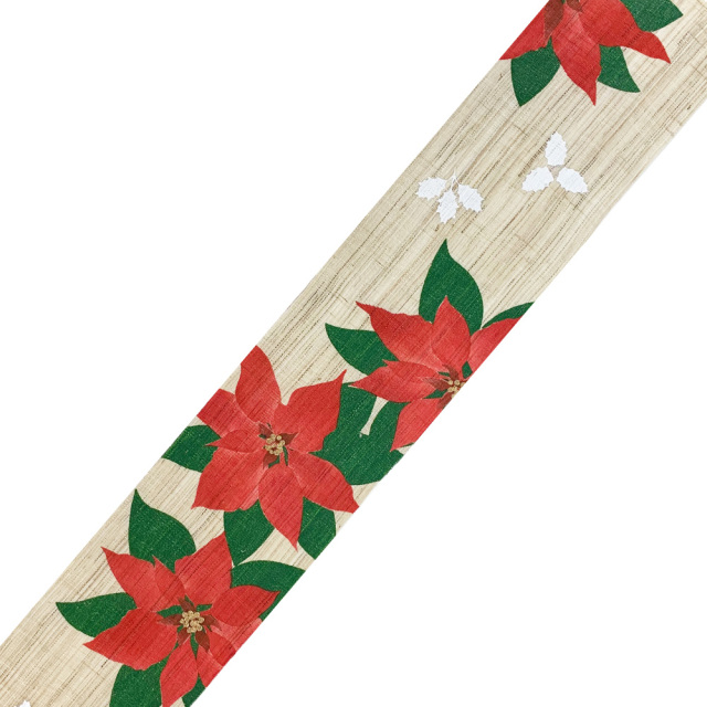 細タペストリー　洛柿庵　　らくしあん　クリスマス　ポインセチア