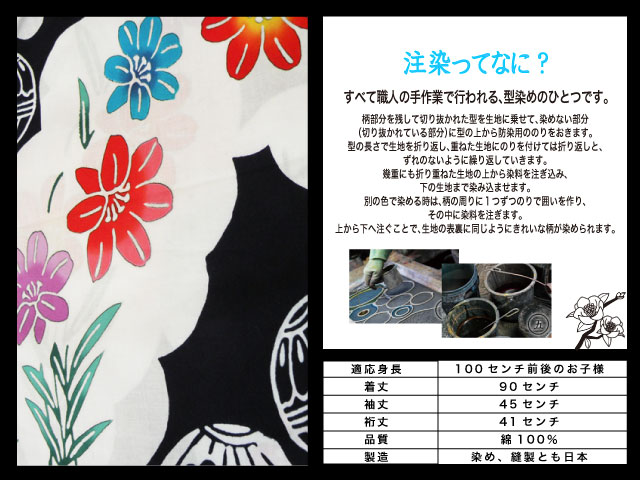高級　注染　染め　浴衣 子供 子供浴衣 子ども こども ゆかた 古典柄