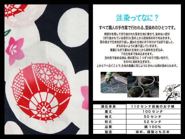 ★びんごやＮｏ２０４４★新品★こども浴衣　子供用ゆかた（１５０ｃｍ）紺地に花柄★ 新品 浴衣 ゆかた セット 浴衣セット キッズ 子ども 紺 青 花柄