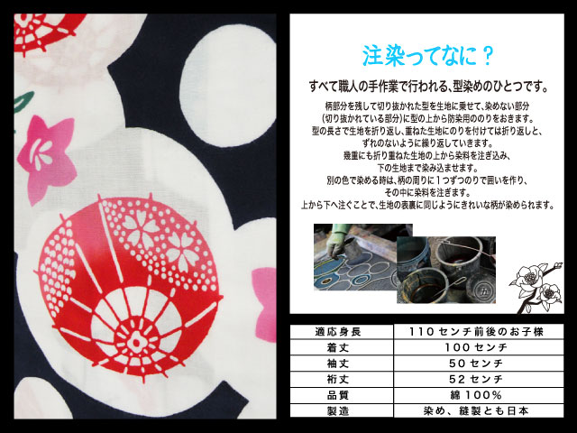 高級　注染　染め　浴衣 子供 子供浴衣 子ども こども ゆかた 古典柄 110 ５歳　６歳
