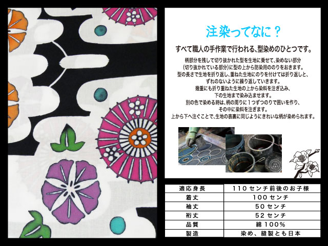 高級　注染　染め　浴衣 子供 子供浴衣 子ども こども ゆかた 古典柄 110 ５歳　６歳