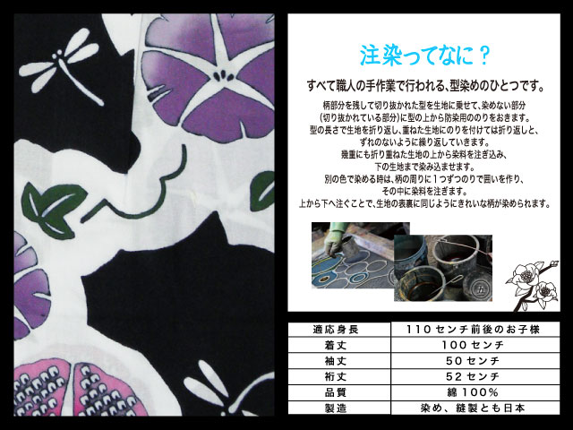 高級　注染　染め　浴衣 子供 子供浴衣 子ども こども ゆかた 古典柄 110 ５歳　６歳 ゆかた