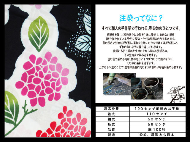 高級　注染　染め　浴衣 子供 子供浴衣 子ども こども ゆかた 古典柄 1２0 ７歳　８歳 ゆかた